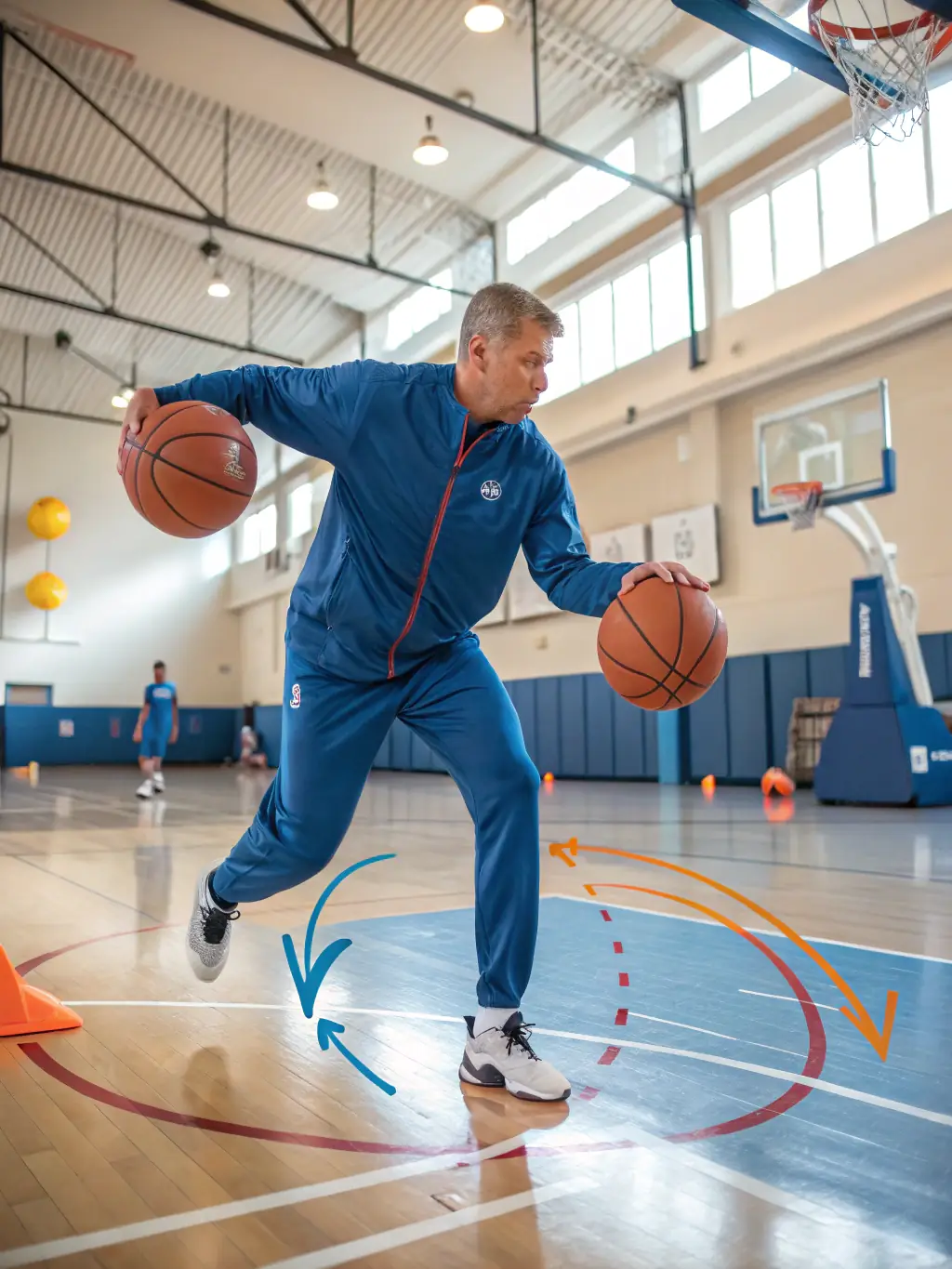 A photo of coaches providing personalized training to individual players, highlighting the commitment to player development at T O S TREGASTEL OMNISPORTS.