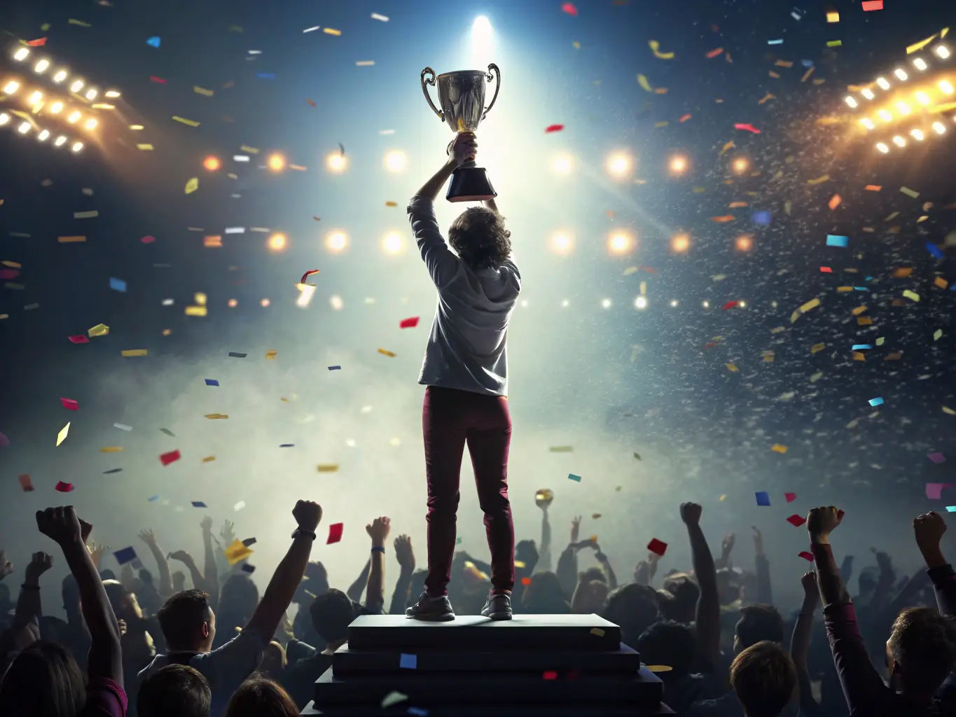An inspiring image of a young athlete receiving an award, symbolizing personal growth and achievement within the T O S TREGASTEL OMNISPORTS organization.